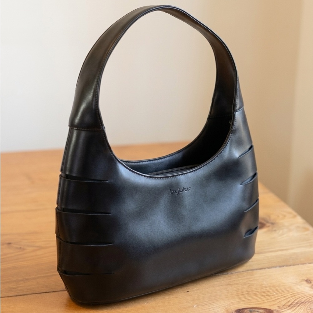 🖤 BYBLOS Black Leather Shoulder Bag | Minimalist Luxury | Made in Italy